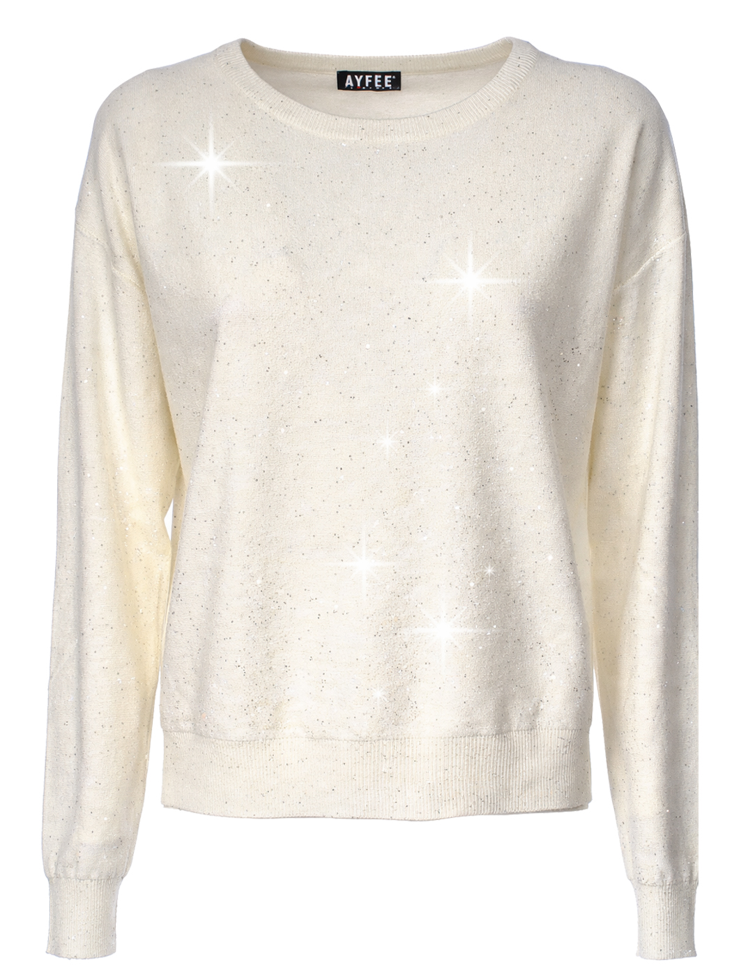 MAGLIA ROUND NECK DETTAGLIO STRASS,3 TG,45%VI 35%PL 20%PA,MADE IN PRC            - IVORY